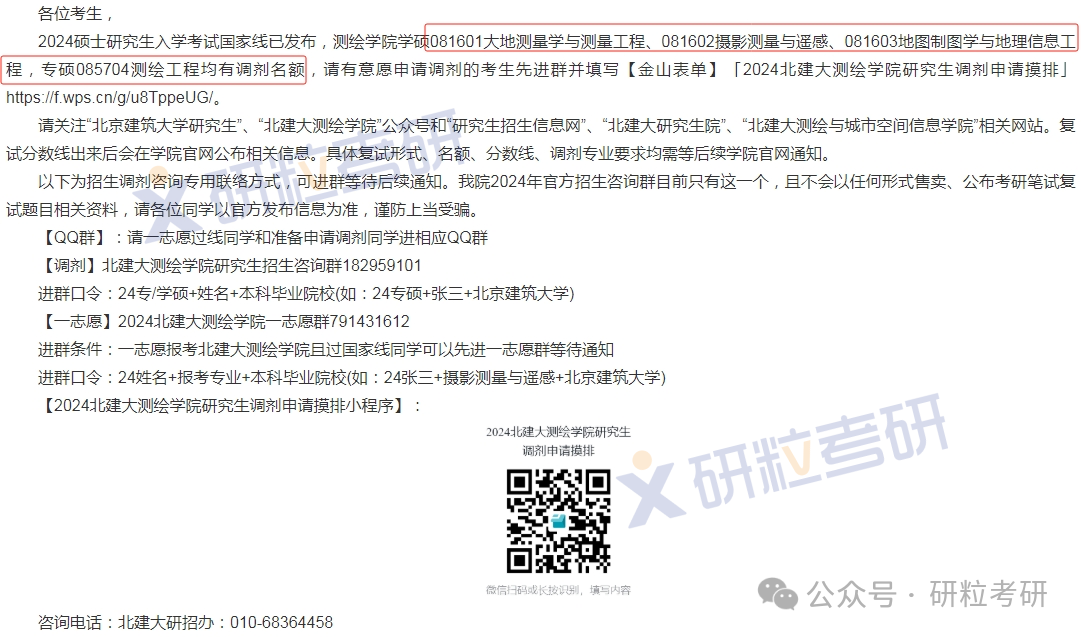 北京建大测绘与城市空间信息学院调剂信息