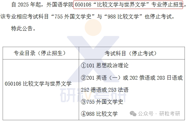 25考研中南大学外国语学院考试科目调整