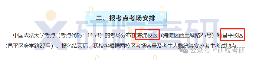 25考研中国政法大学报考点