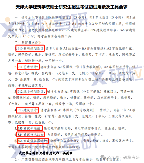 25考研需考生自备考试用具的学院天津大学