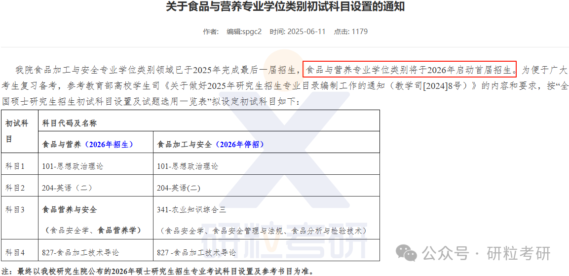 26考研武汉轻工大学新增招生专业